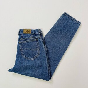 Vintage Lee Tapered Jeans | USA Made | High Rise | 27&quot; Women&#39;s | Relaxed | Stone Wash