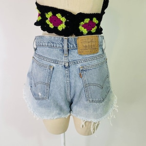 Vintage Levis Cut Off Shorts | 34" | Womens | Ombre | Light Wash | Extra Short | Frayed | Denim | Jean | 90s | 1990s
