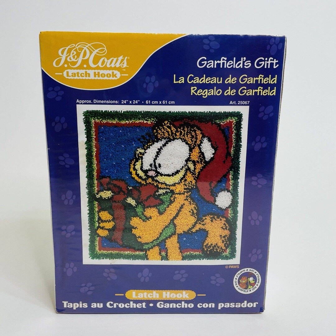 Garfield Vintage Latch Hook Kit Garfield's Gift J&P Coats Etsy