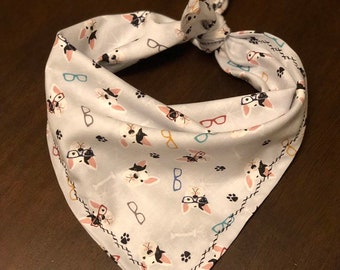 CLOSEOUT - French Bulldog - Frenchie with Glasses - Dog Bandana - FREE SHIPPING