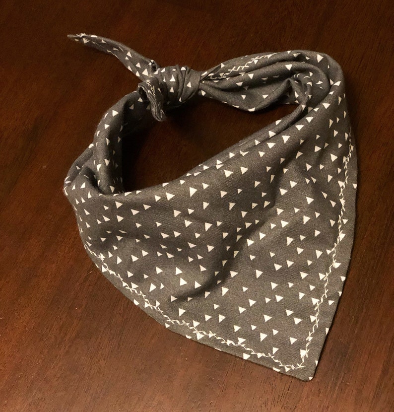 Grey Bandana Dog Bandana Scattered Triangles FREE SHIPPING