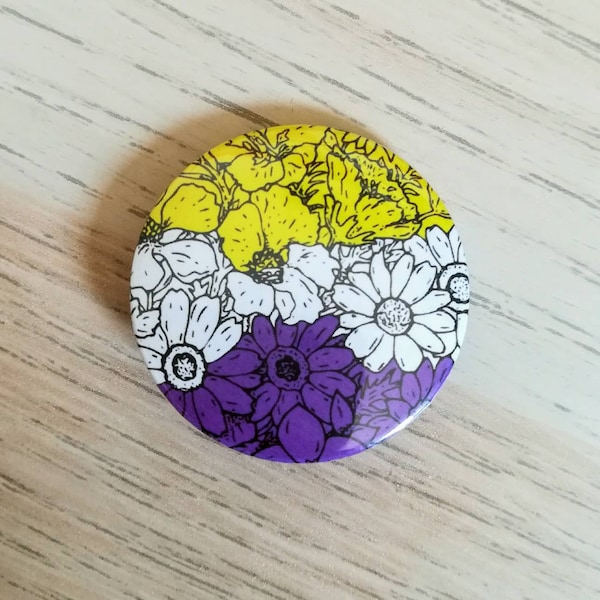 Badge Fleurs Fierté Non Binaire