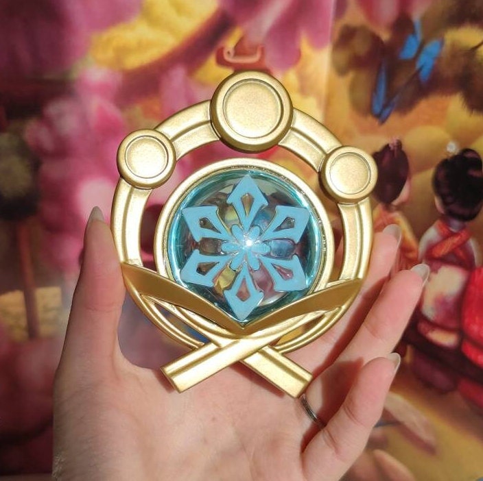 Vision Liyue Genshin Impact CRYO sky /gold metal painted base cosplay