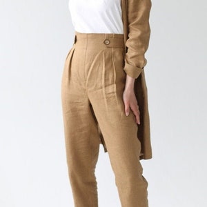 Linen Pants IDA / Natural Tapered Linen Trousers / Slim Leg Linen Bottom / Comfortable and Ethically Made by Happymade Designs on Etsy