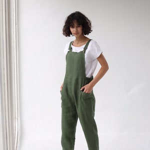 Linen Dungarees IREN / Linen Garden Jumpsuit / Comfortable Casual Women Romper / Natural Jumpsuit / Linen Overall Made by Happymade Design image 1