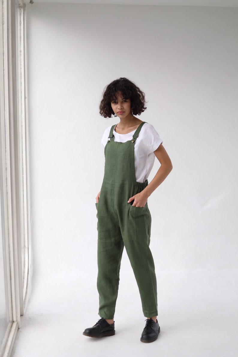 Linen Dungarees IREN / Linen Garden Jumpsuit / Comfortable Casual Women Romper / Natural Jumpsuit / Linen Overall Made by Happymade Design image 1