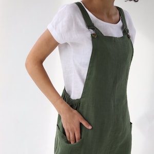 Linen Dungarees IREN / Linen Garden Jumpsuit / Comfortable Casual Women Romper / Natural Jumpsuit / Linen Overall Made by Happymade Design image 3