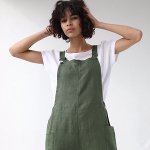 Linen Dungarees IREN / Linen Garden Jumpsuit / Comfortable Casual Women Romper / Natural Jumpsuit / Linen Overall Made by Happymade Design image 2