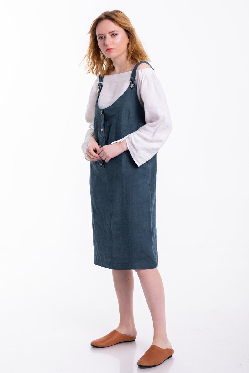 ULLA Linen Tank Dress, Spring Summer Dress, Tank Dress with Buttons, Natural Sustainable Dress, Ethically Produced by Happymade Designs image 2