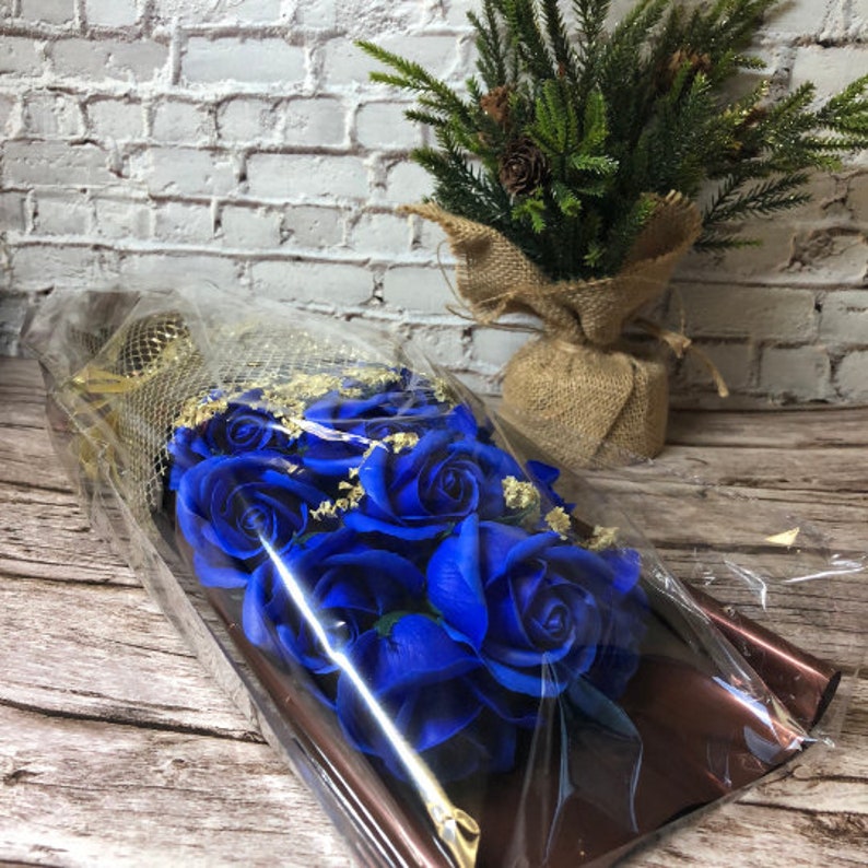 11 Scented Roses with Gift Box Soap Flowers for Valentine's Day/Anniversary/Mother's Day/Birthday, royal blue, purple, image 4