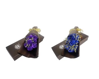 11 Scented Roses with Gift Box Soap Flowers for Valentine's Day/Anniversary/Mother's Day/Birthday, royal blue, purple,