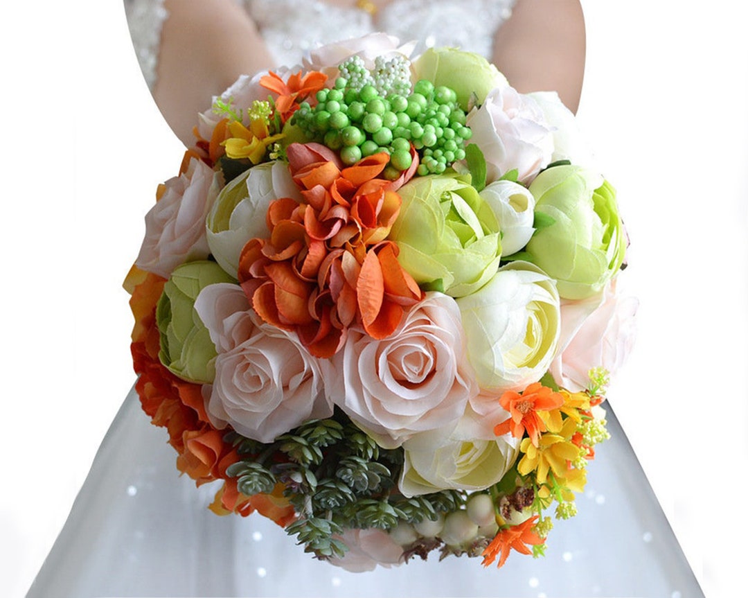 Artificial Real Touch Flowers Wedding Bridal Bouquet Pink Etsy