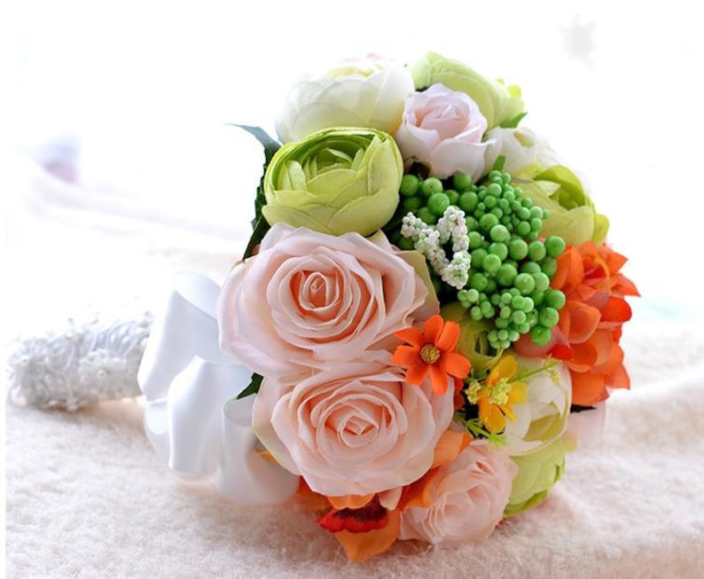 Artificial Real Touch Flowers Wedding Bridal Bouquet Pink Etsy