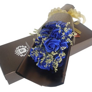 11 Scented Roses with Gift Box Soap Flowers for Valentine's Day/Anniversary/Mother's Day/Birthday, royal blue, purple, image 2