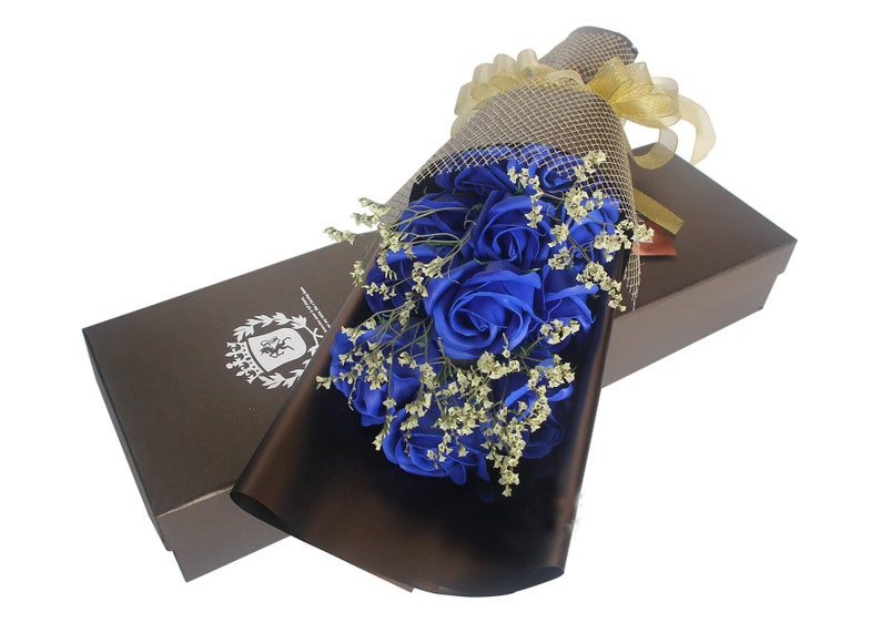 11 Scented Roses with Gift Box Soap Flowers for Valentine's Day/Anniversary/Mother's Day/Birthday, royal blue, purple, image 2