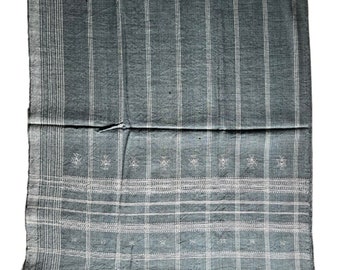 NAMABAI |  Indian Wool Throw Blanket | Bhujodi Blanket | Wool Blanket in Slate Gray | Handwoven Wool Throw Blanket