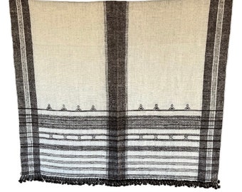 KANU | Wool Throw | Blanket | Cream With Black