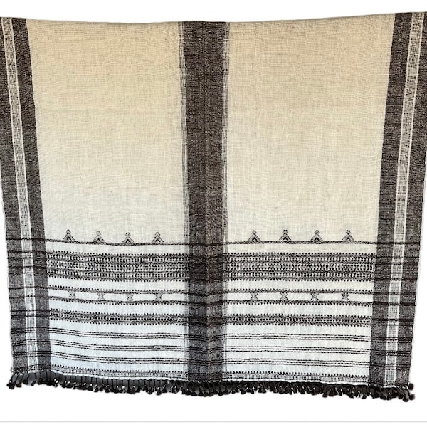 KANU | Wool Throw | Blanket | Cream With Black