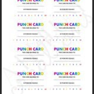 REWARD/LOYALTY Punch Card