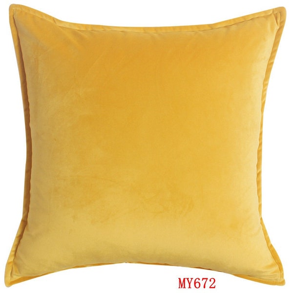 Almohada de terciopelo amarillo, almohada de terciopelo, almohada amarilla, almohada de diseñador, almohada de tiro amarillo, almohada de terciopelo naranja, funda de almohada Herme 18" x 18"