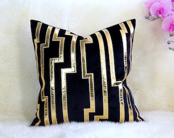 Black Gold Pillow Etsy