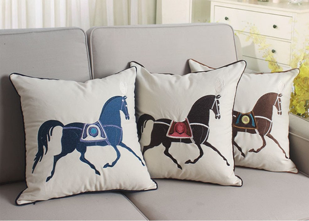 Personalized Horse throw pillow cover, 18 X 18 pillow cover, girls