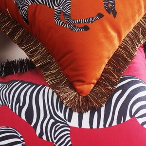 Orange Velvet Cushion,Zebra Pillow Cover,Velvet Pillow Cover,Animal Print Pillows,Lumbar Pillows,Zebra Throw Pillow,Modern Farmhouse Pillows image 6