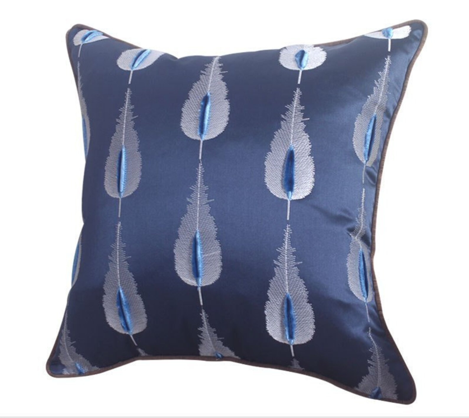 Blue Gray Pillow Blue Throw Pillow Embroidered Pillow Etsy