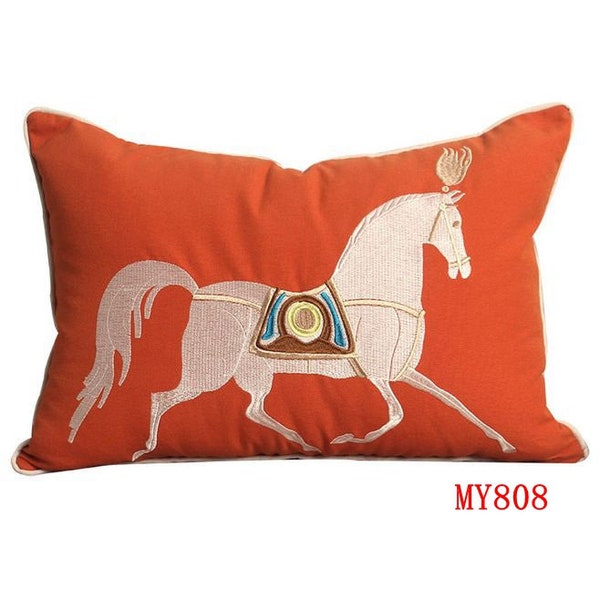 Pillow Covers Horse Pillow Cover, Throw Pillow Covers Animal Print Pillow, Embroidered Horse Pillow, Throw Pillow Lumbar Pillow,pillow cases