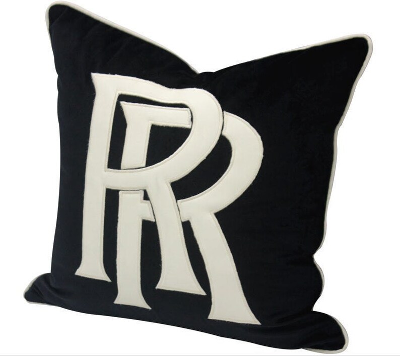 Velvet Pillow Cover With Embroidered Letter R Black Velvet Etsy