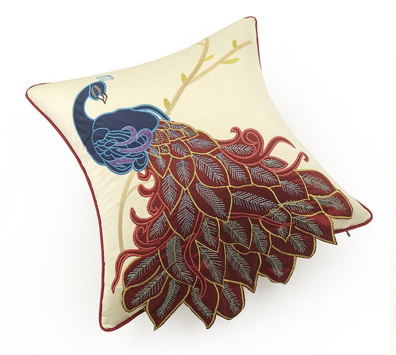 Peacock Pillow Cover Pillow Covers Throw Pillows Embroidered Etsy