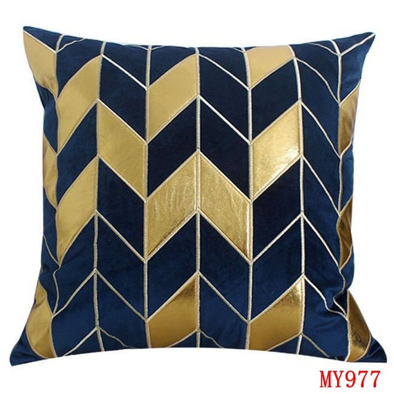Navy Pillow Throw Pillows Blue Velvet Blue & Gold Christmas Tree Throw Pillow