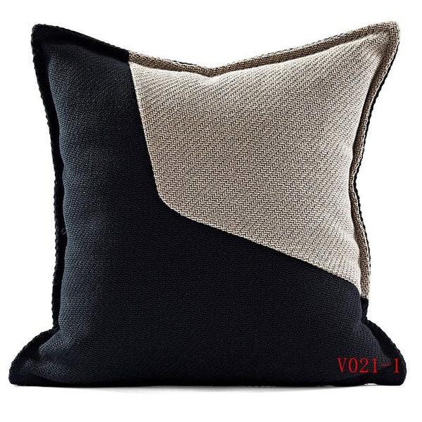Cream and Black Pillows Cushion Pillow Cover, Natural pillows , Home Decorative pillows , Black Patchwork Beige Throw Pillow Cover 18" x 18"