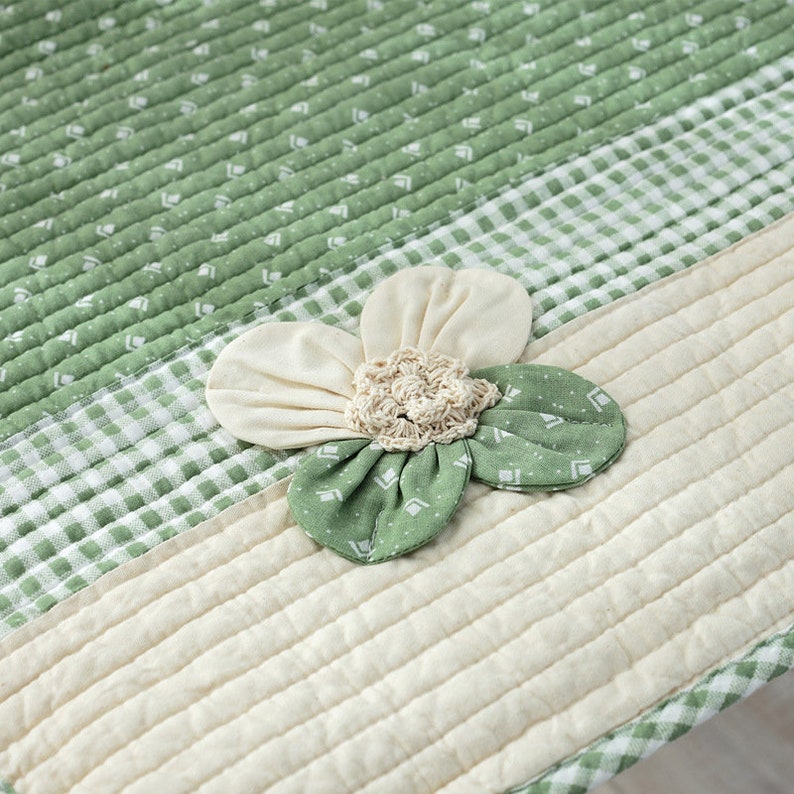 Dining Chair Pad With Ties, Chair Cushion Cotton, Seat Pads, Kitchen Chair Pads, Pink Gingham Plaid ,Green Gingham Plaid, Nature image 4