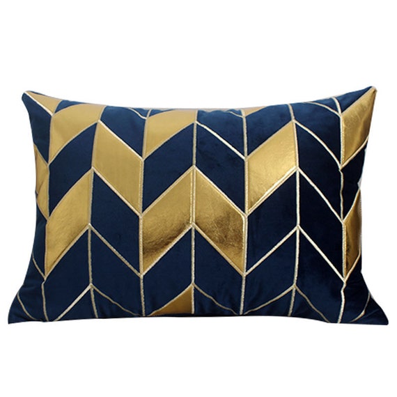 Lumbar Pillow Decorative Pillow Navy Lumbar pillow, Blue velvet, Lumbar