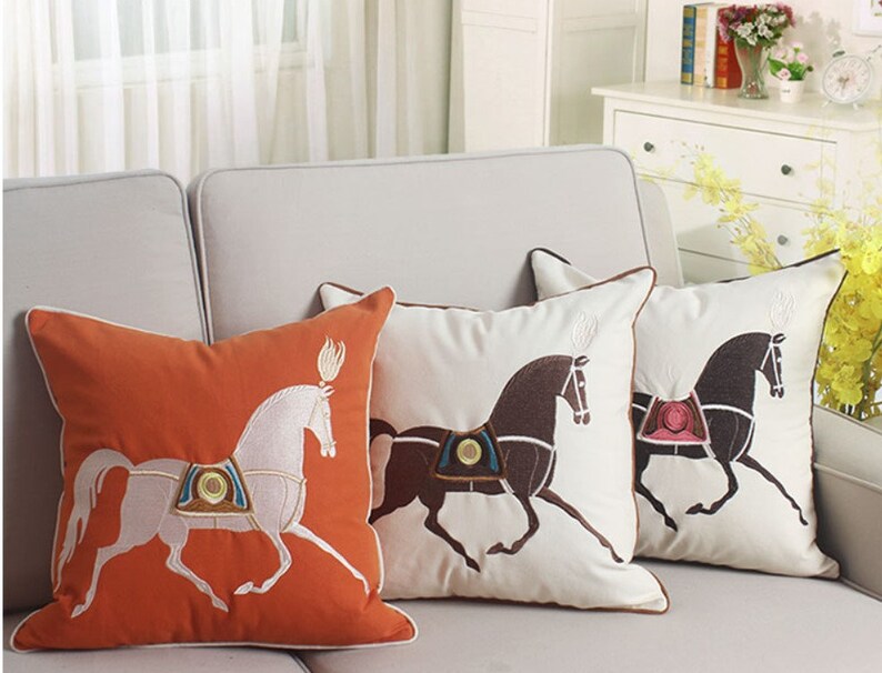 Horse Pillow Cover Couch Pillow Hermes Pillow Animal Print Etsy