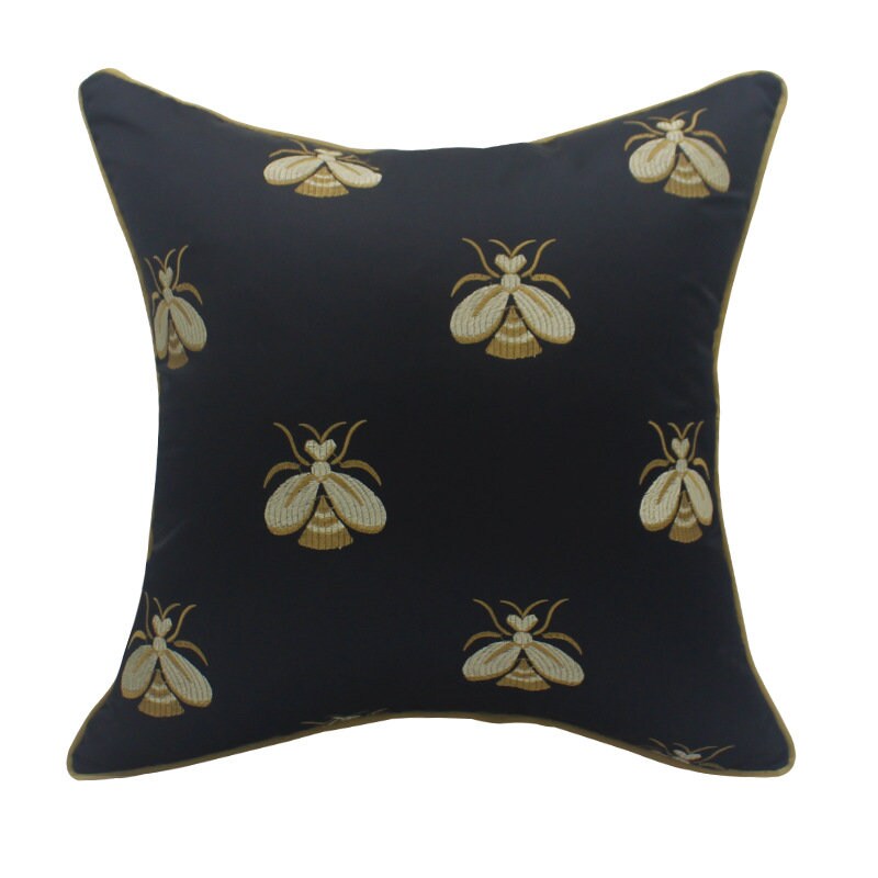 embroidered bee pillow