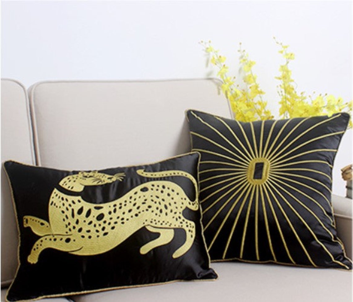 Lumbar Pillow Gold Leopard pillowCushion CoverAnimal Print Etsy