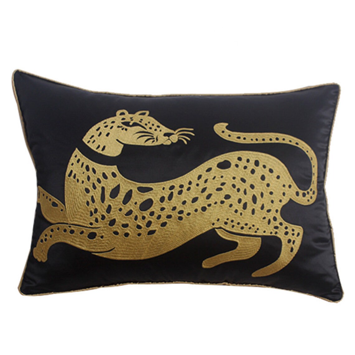 Lumbar Pillow Gold Leopard Pillowcushion Coveranimal Print Etsy