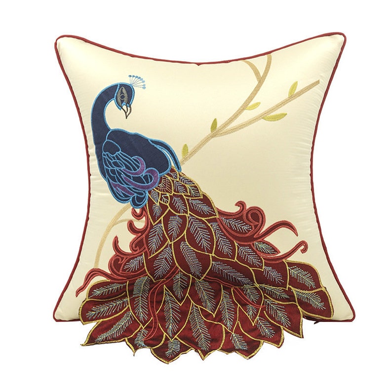 Peacock Pillow Cover Pillow Covers Throw Pillows Embroidered Etsy
