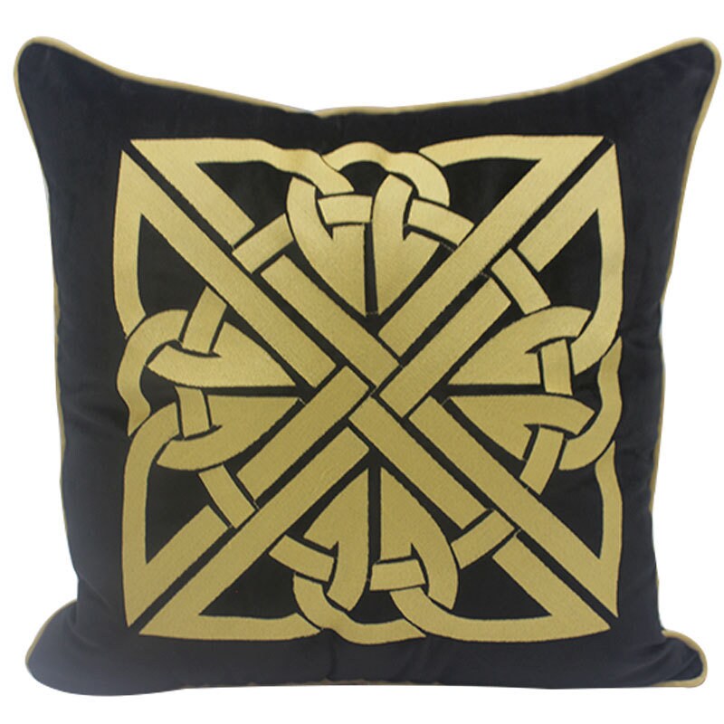 Gold Embroidered Velvet Cushion Pillow Home Decorative Etsy