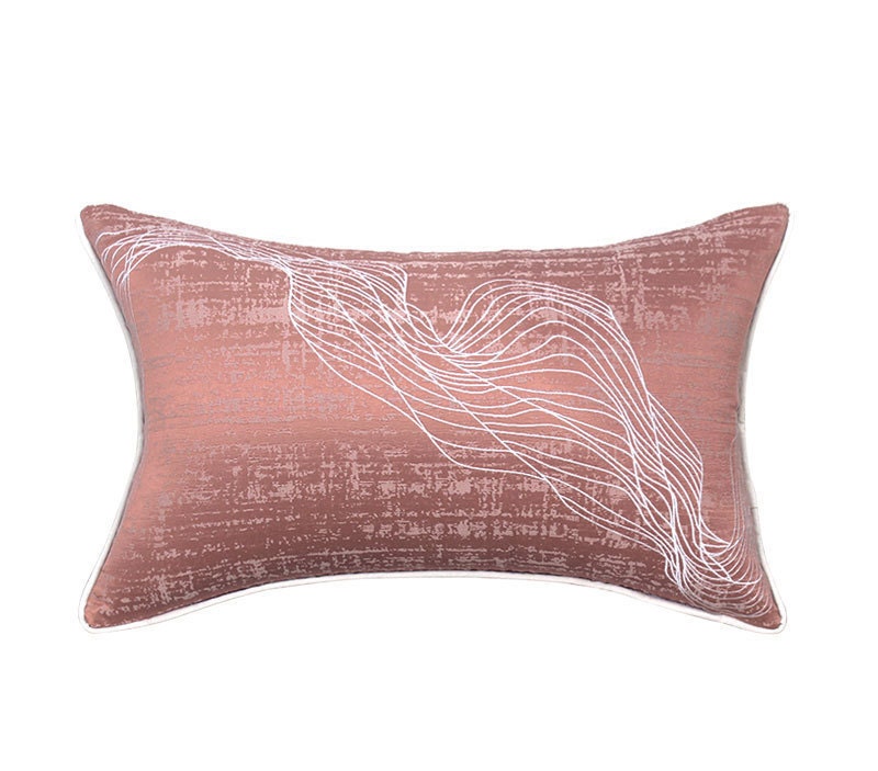 Lumbar Pillow Dusty Rose Color Embroidered Pillow Throw Etsy