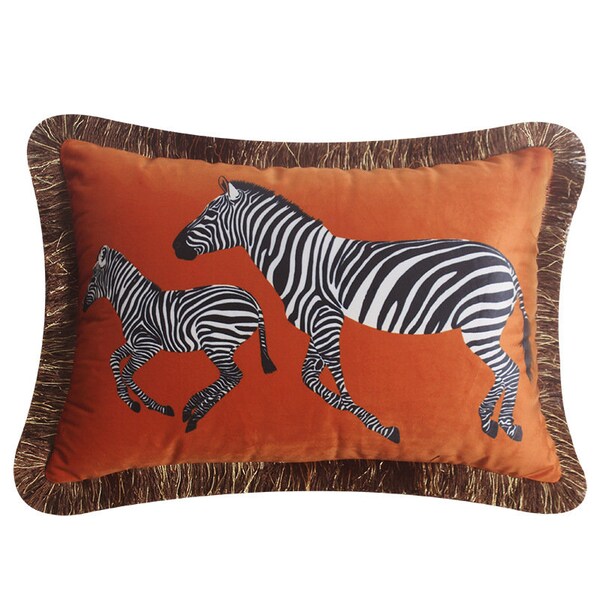 Orange Velvet Cushion,Zebra Pillow Cover,Velvet Pillow Cover,Animal Print Pillows,Lumbar Pillows,Zebra Throw Pillow,Modern Farmhouse Pillows