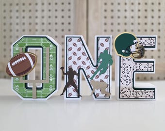 Lettre 3D First Down - Décoration de fête d'anniversaire, fait main, matériau cartonné, thème du football