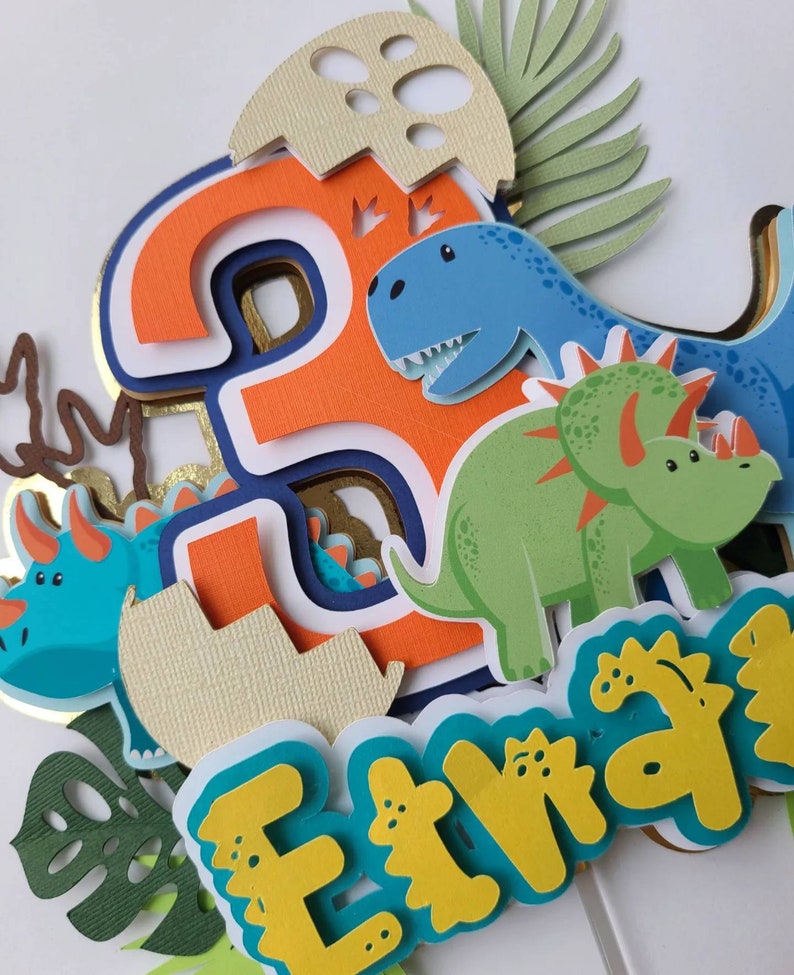 Dinosaur Cake Topper/roar Theme/dinosaur Party/3rex Etsy