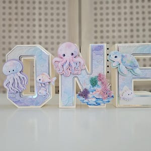 Letras 3D sob o mar/Decoração sob o mar/Aniversário de sereia/Sob o mar/Eu sou um/Decoração de aniversário de 1 ano/Decoração sob o mar
