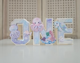 Lettres 3D Under the Sea : décoration du 1er anniversaire d'une sirène