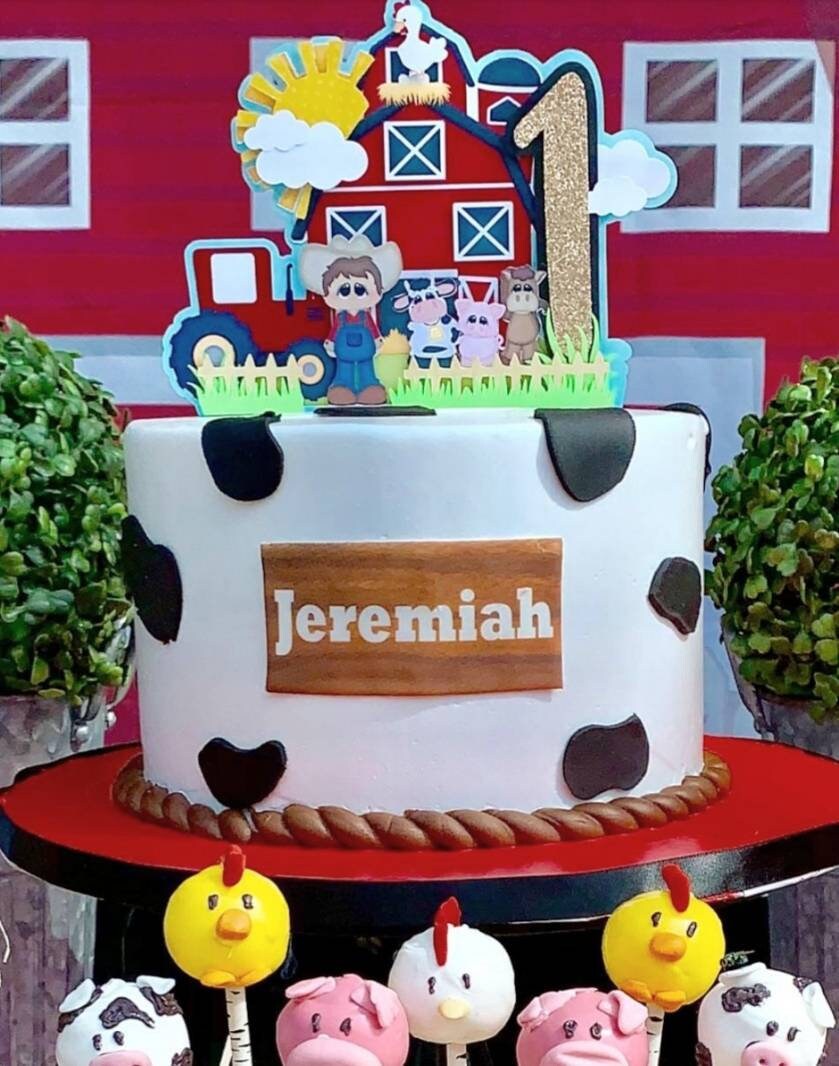 Farm cake topper/ farmyard cake topper/ farm cake decoration/ | Etsy
