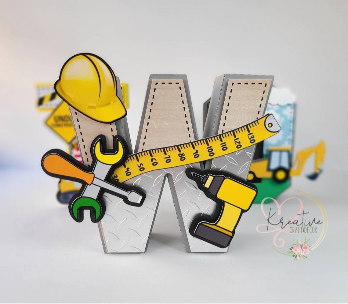 Construction 3D Letters/construction Theme/construction Trucks Etsy