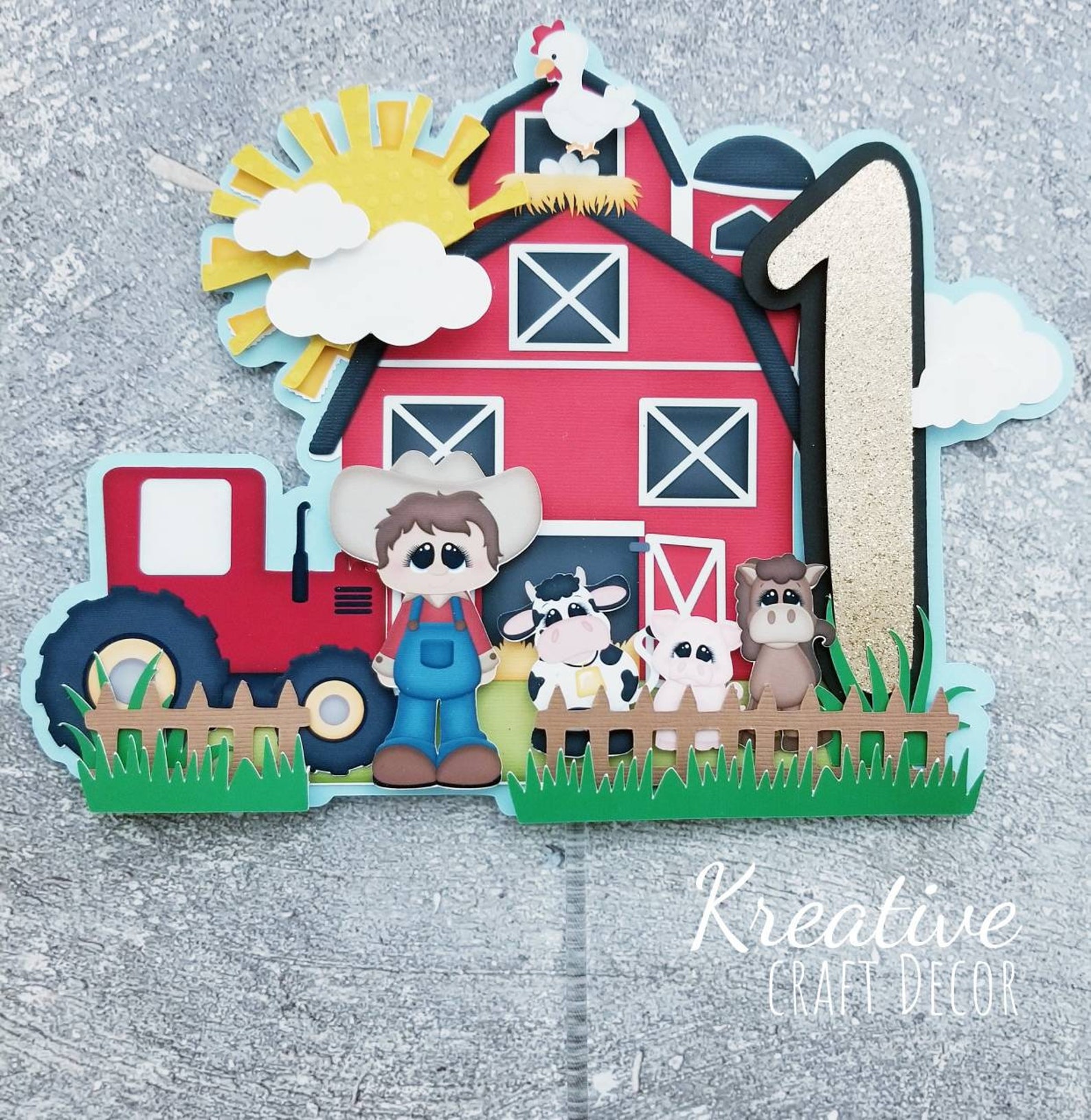 Farm cake topper/ farmyard cake topper/ farm cake decoration/ | Etsy